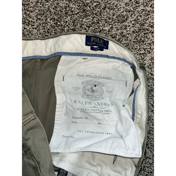 Polo Ralph Lauren Men’s Slim Fit Size 36x29 Green Pants Flat Front Chino - Picture 5 of 10